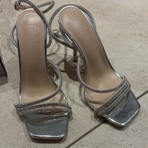 refuge Silver Rhinestone Strappy Heels